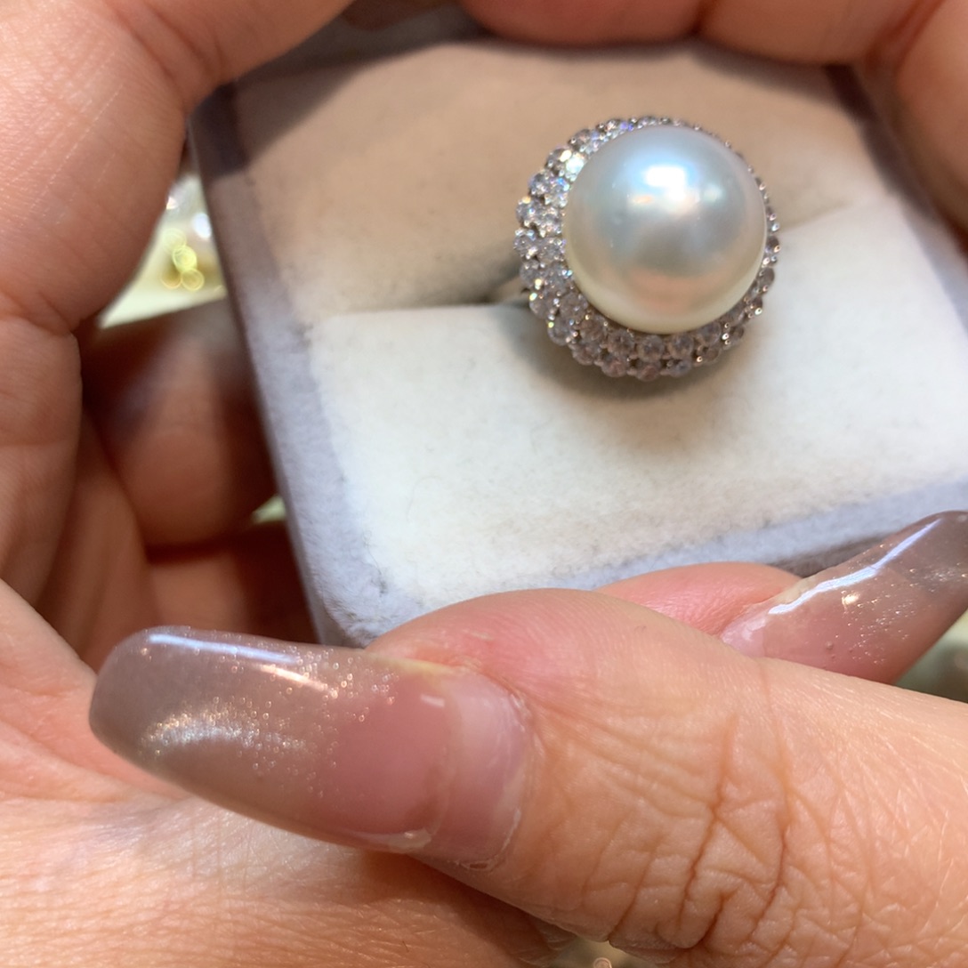 海水珍珠戒指银S925镶嵌