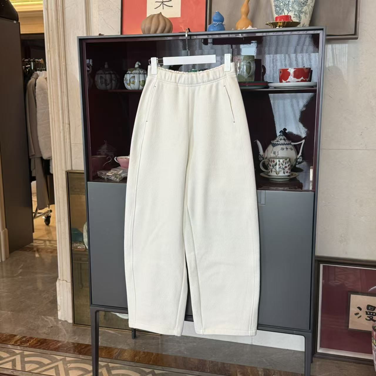 《彩蛋裤》MYL 2025秋冬新品羊毛混纺白色休闲裤中腰时尚休闲弯刀裤
