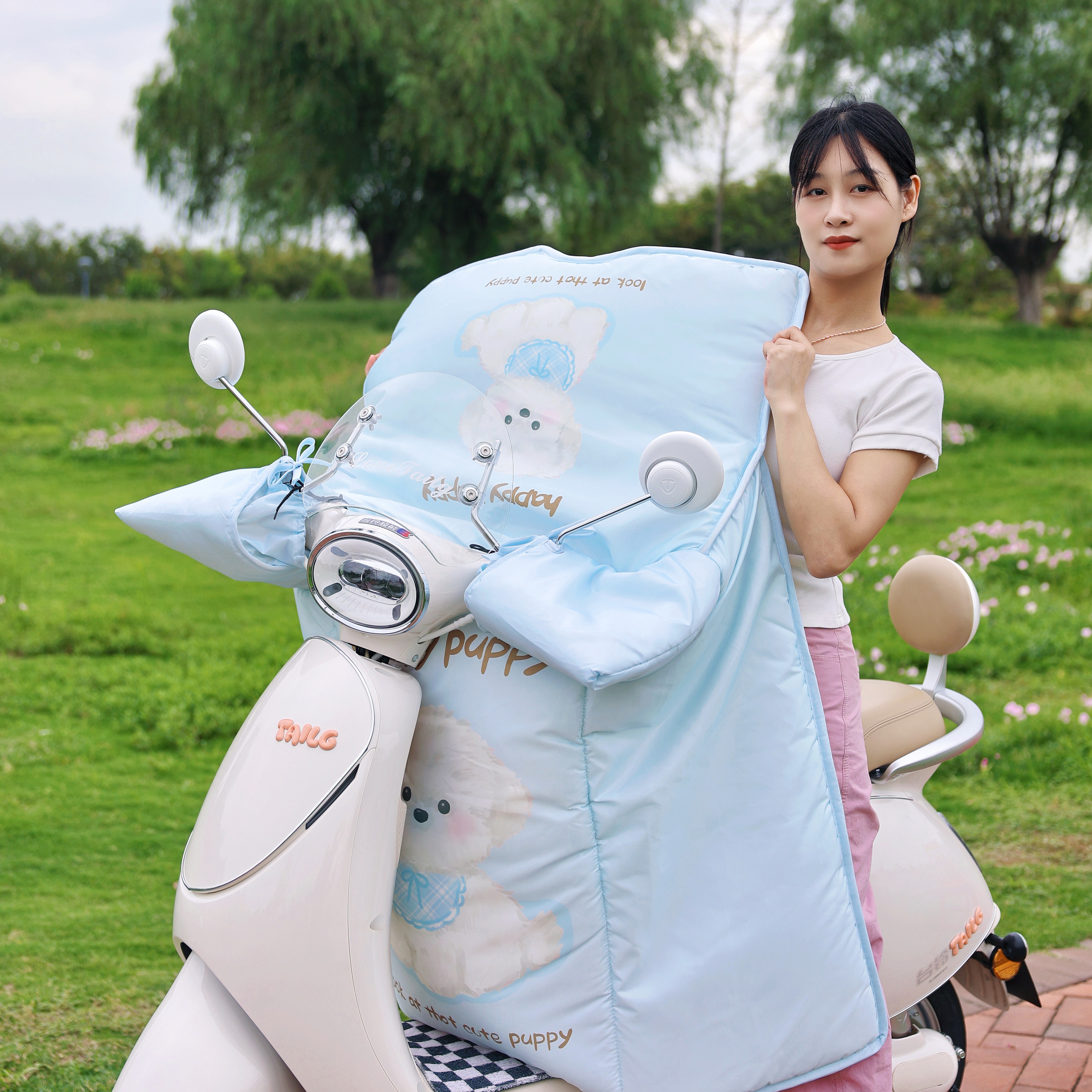 电动车冬季挡风被加绒加厚防水防晒通用加大加宽防风防寒