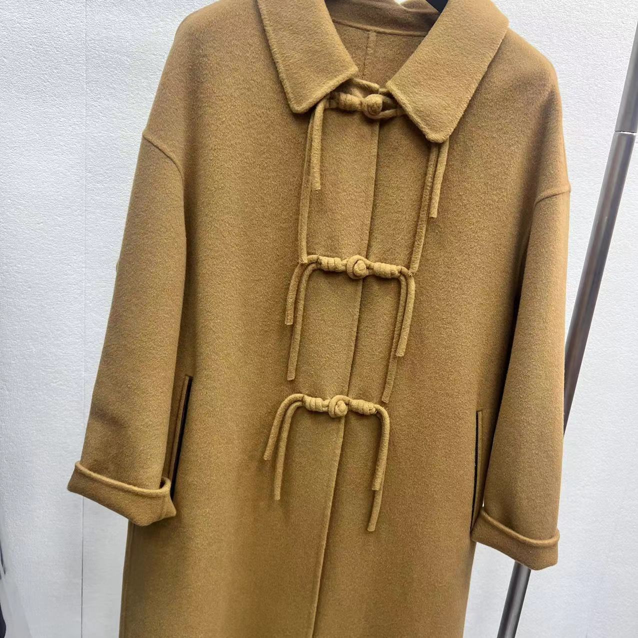 高端盘扣100双面羊毛大衣女2025新款秋冬高级感国风羊毛呢外套