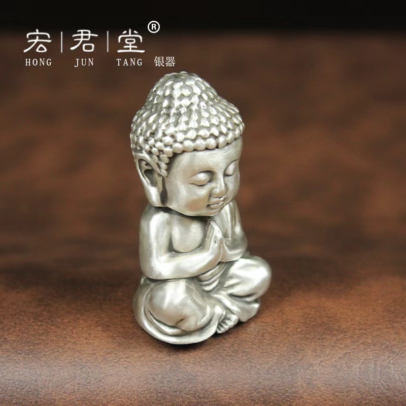 宏君堂 足银银制品 足银999银茶宠手把件把玩银摆件茶道茶具