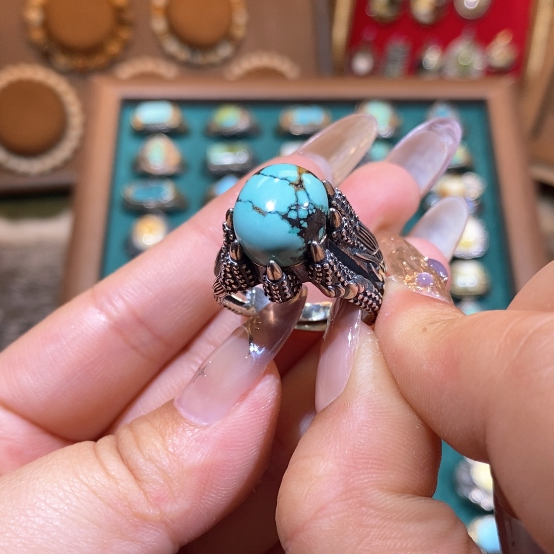 绿松石戒指银S925镶嵌K****乐戒指