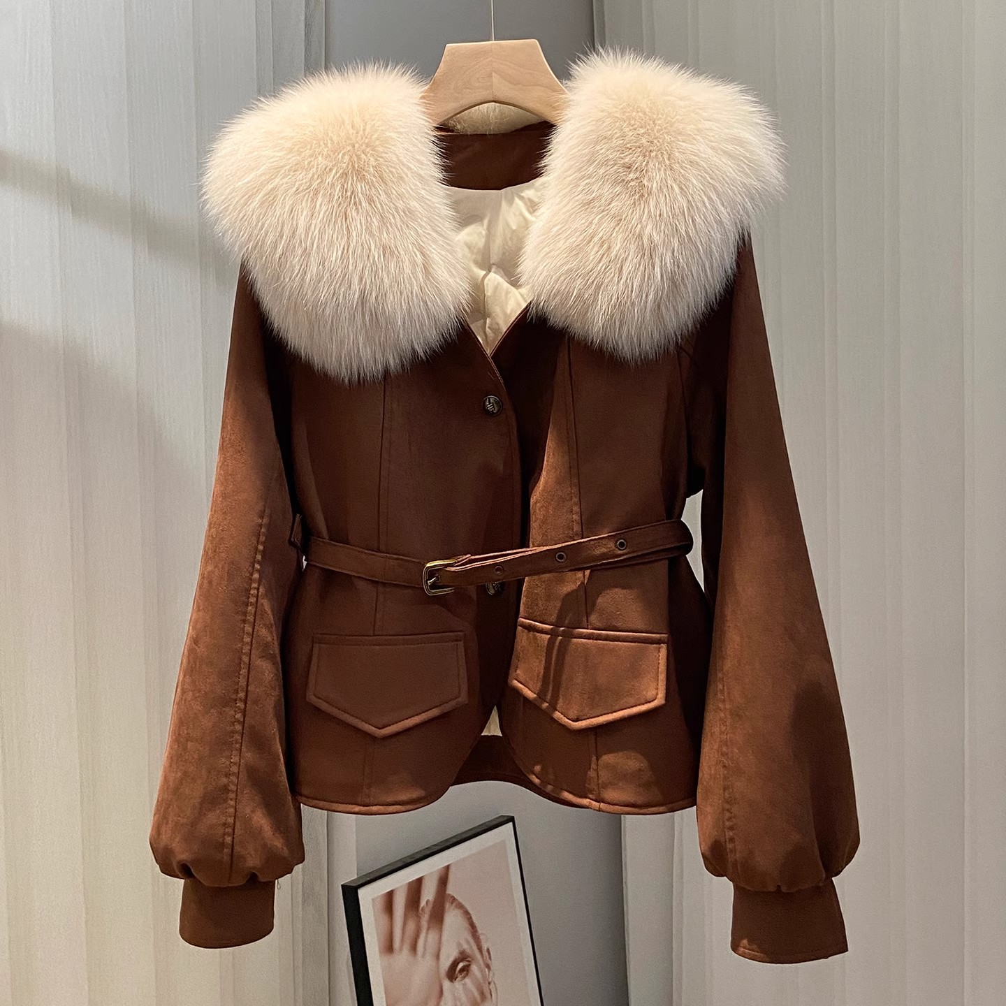 冬季新款1660小香风大毛领加厚棉服外套女短款年轻韩版加厚外套