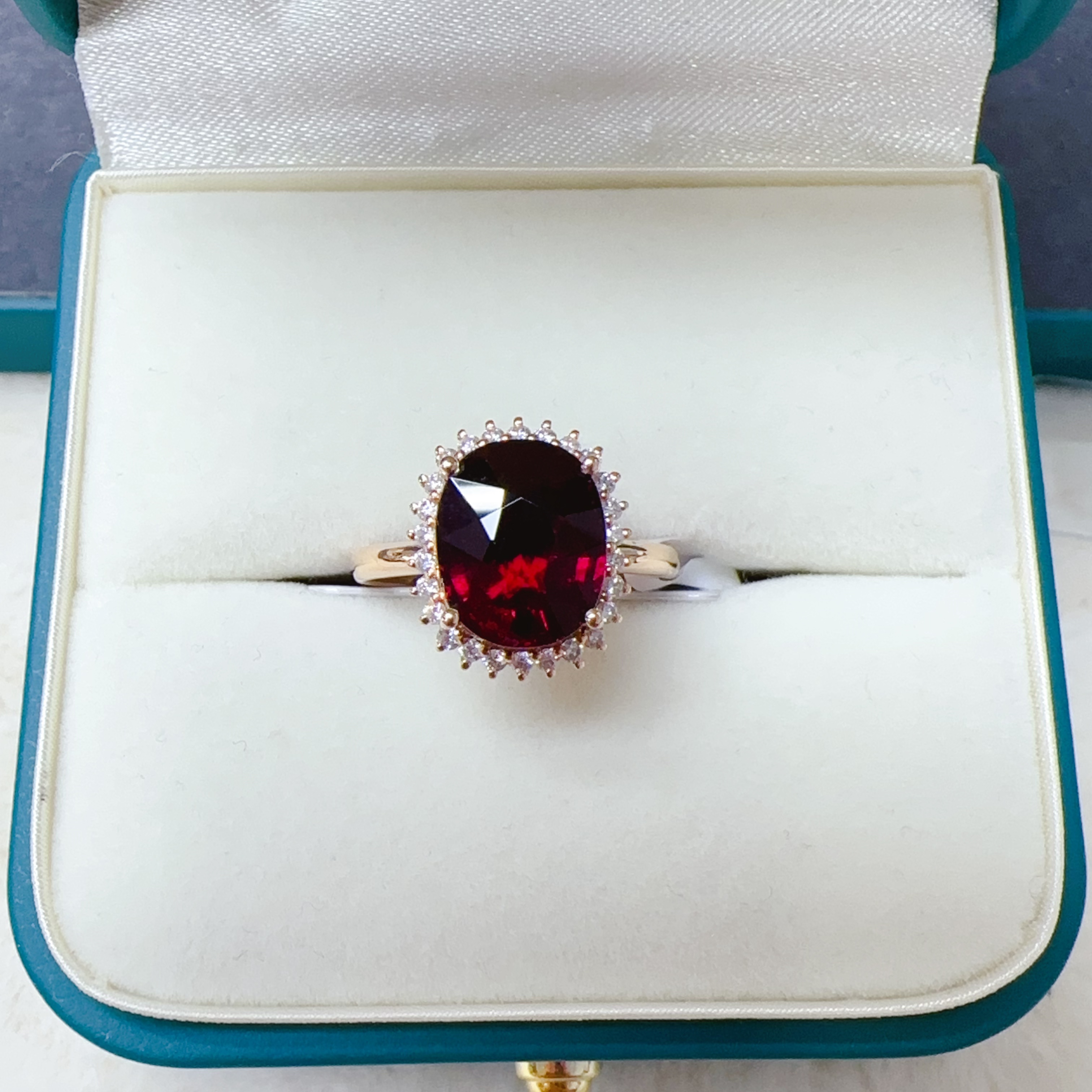 18K金天然红碧玺戒指主石3.65克拉鸽血红色时尚戴妃款K78313