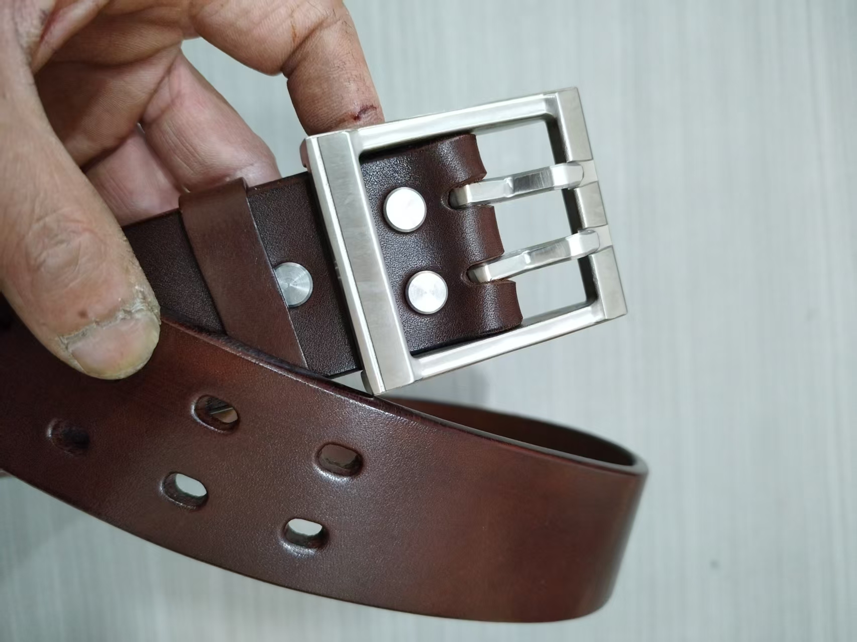 实心头层牛皮十实心黄铜扣，私人手作，品质保证真皮裤腰带休闲百搭