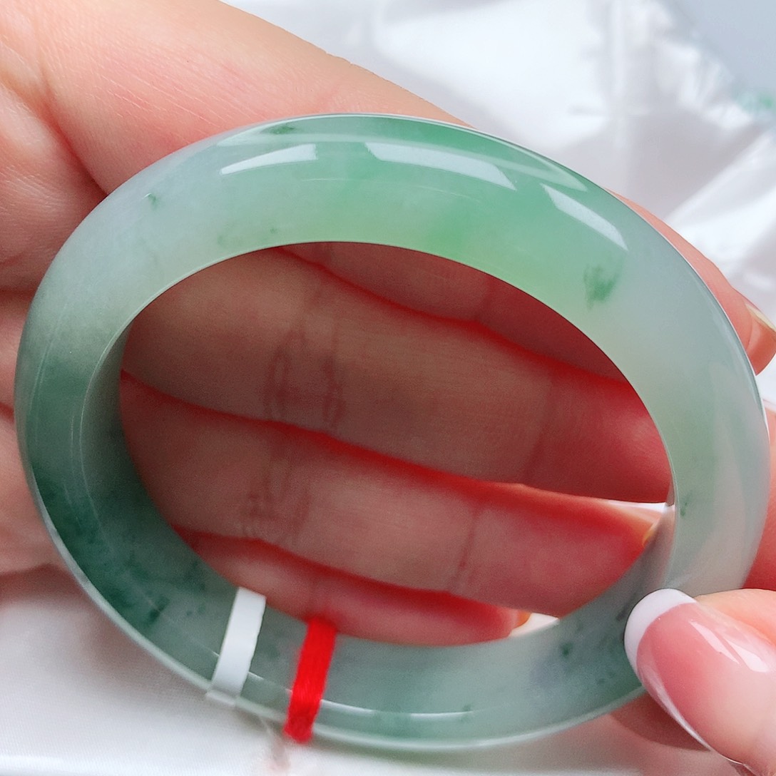 翡翠未镶嵌手镯冰胶绿花7