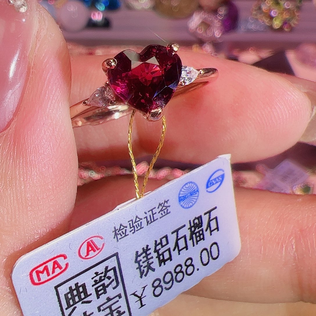 石榴石戒指银S925镶嵌