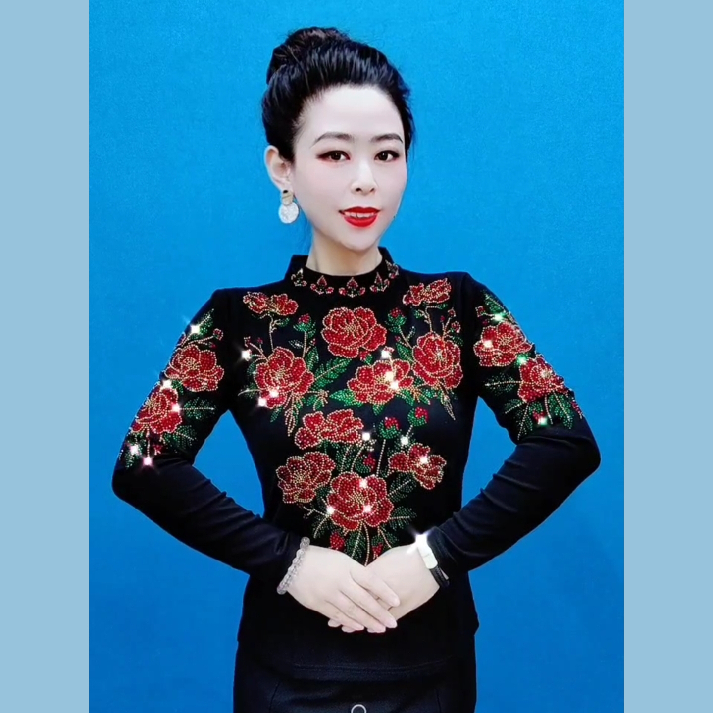 新款156不加绒大码中老年修身显瘦ins打底衫冬季复古百搭妈妈装