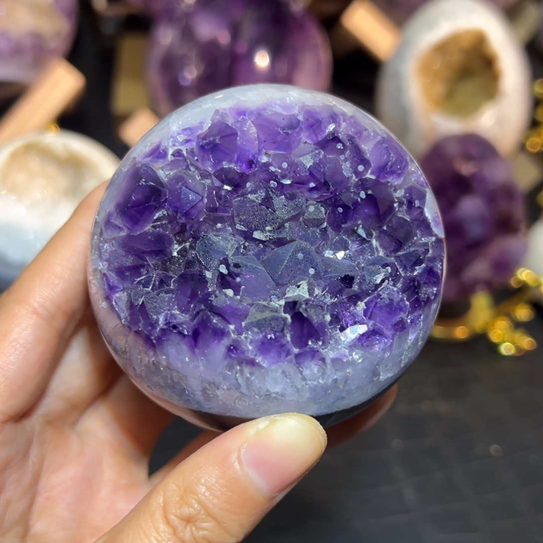 未镶嵌珠宝半成品紫晶15开口笑