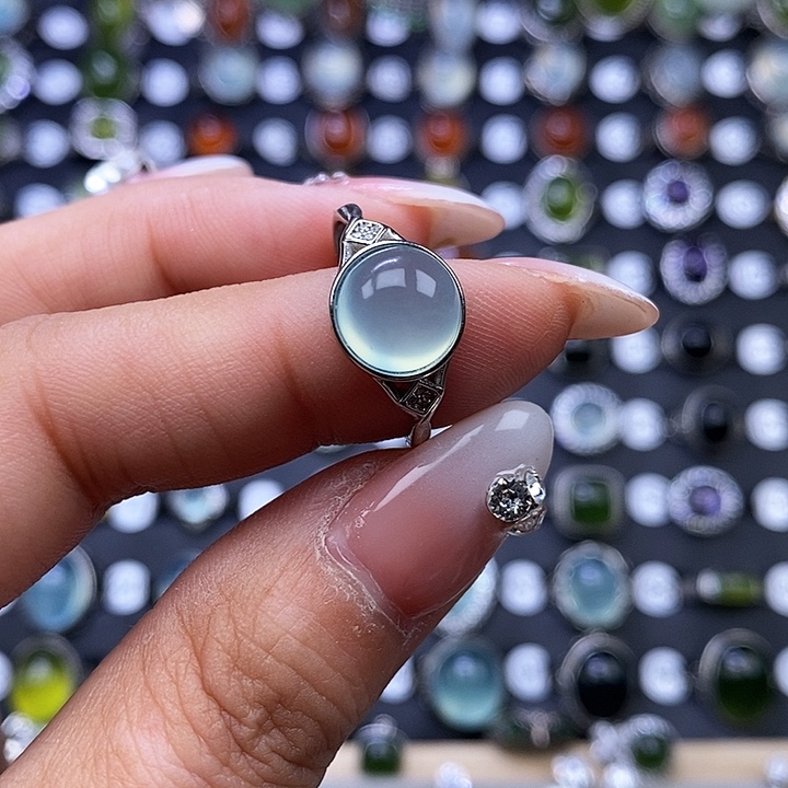 岫玉戒指银S925镶嵌向****！