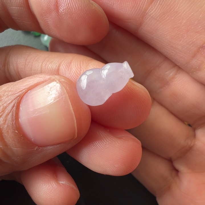 定制翡翠未镶嵌冰紫葫芦三通