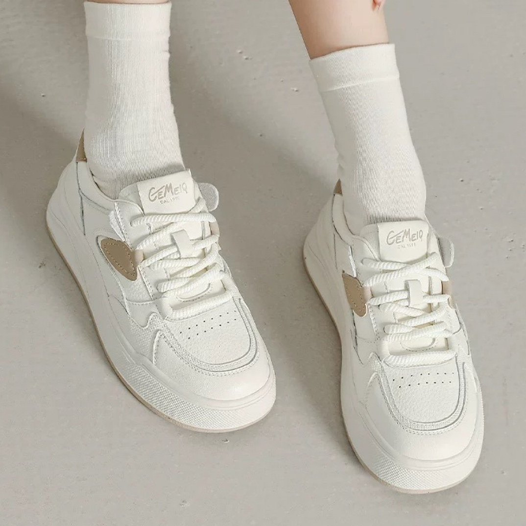 厚底增高小白鞋女2025春秋新款拼色百搭透气休闲板鞋女款运动款