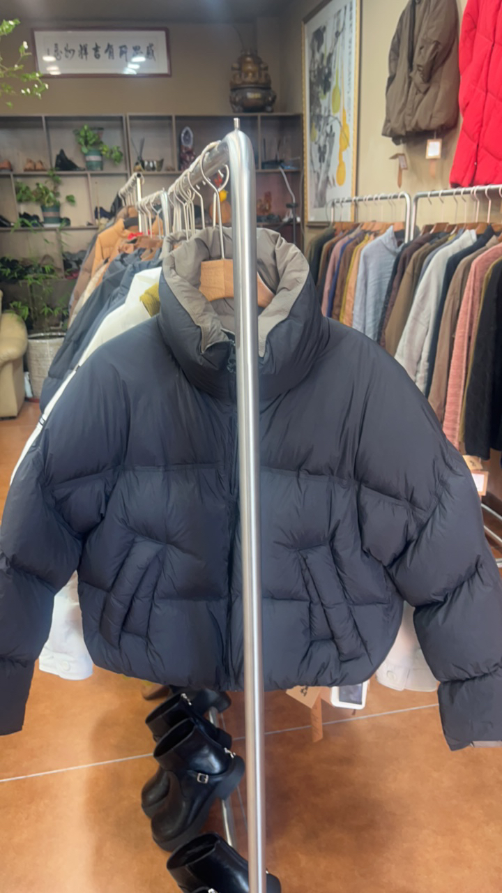 拼色女韩版棉衣纯色童装蓝色保暖连帽冬季立领加厚亲子