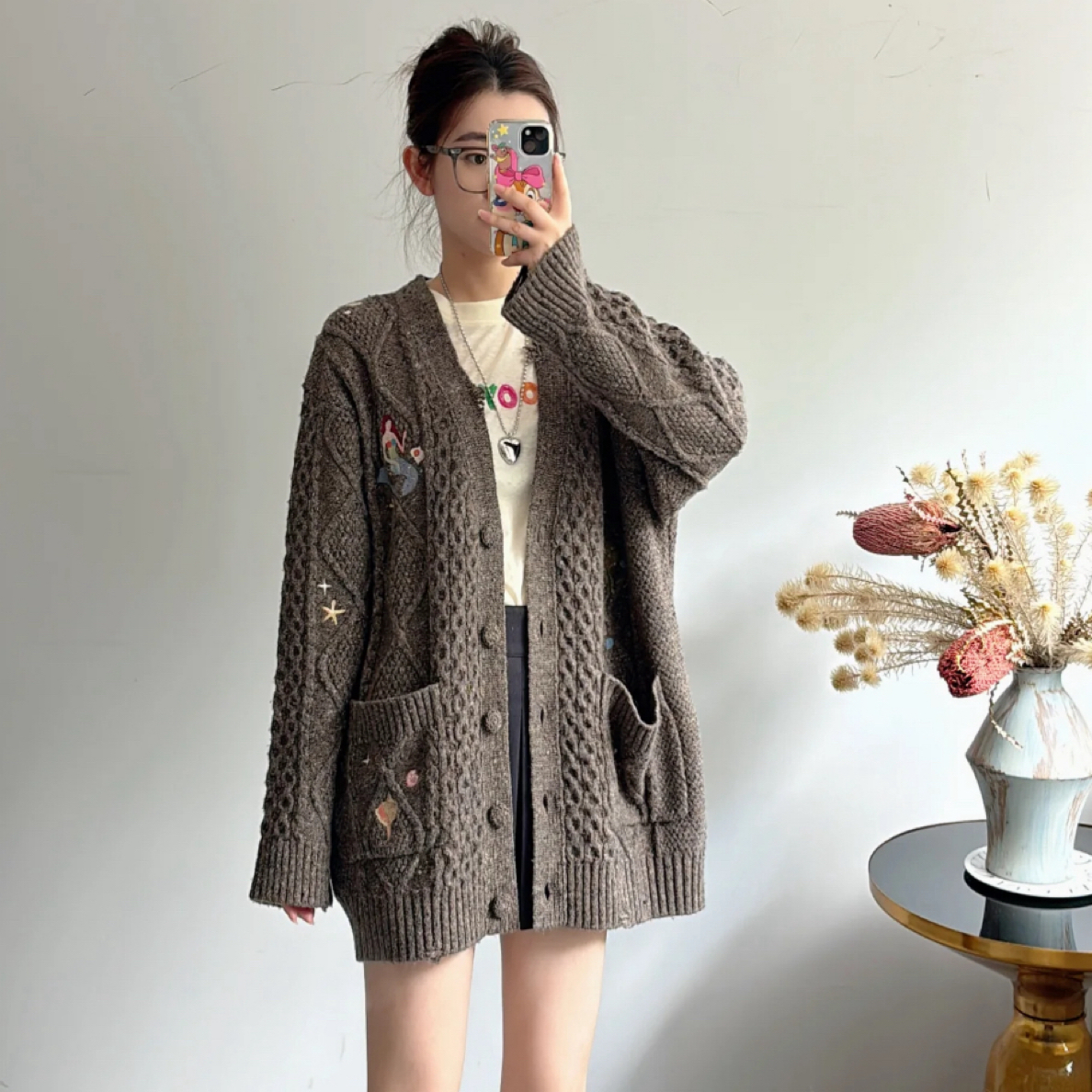 【天使】2025秋季新款设计师奇幻海底绞花毛针织开衫