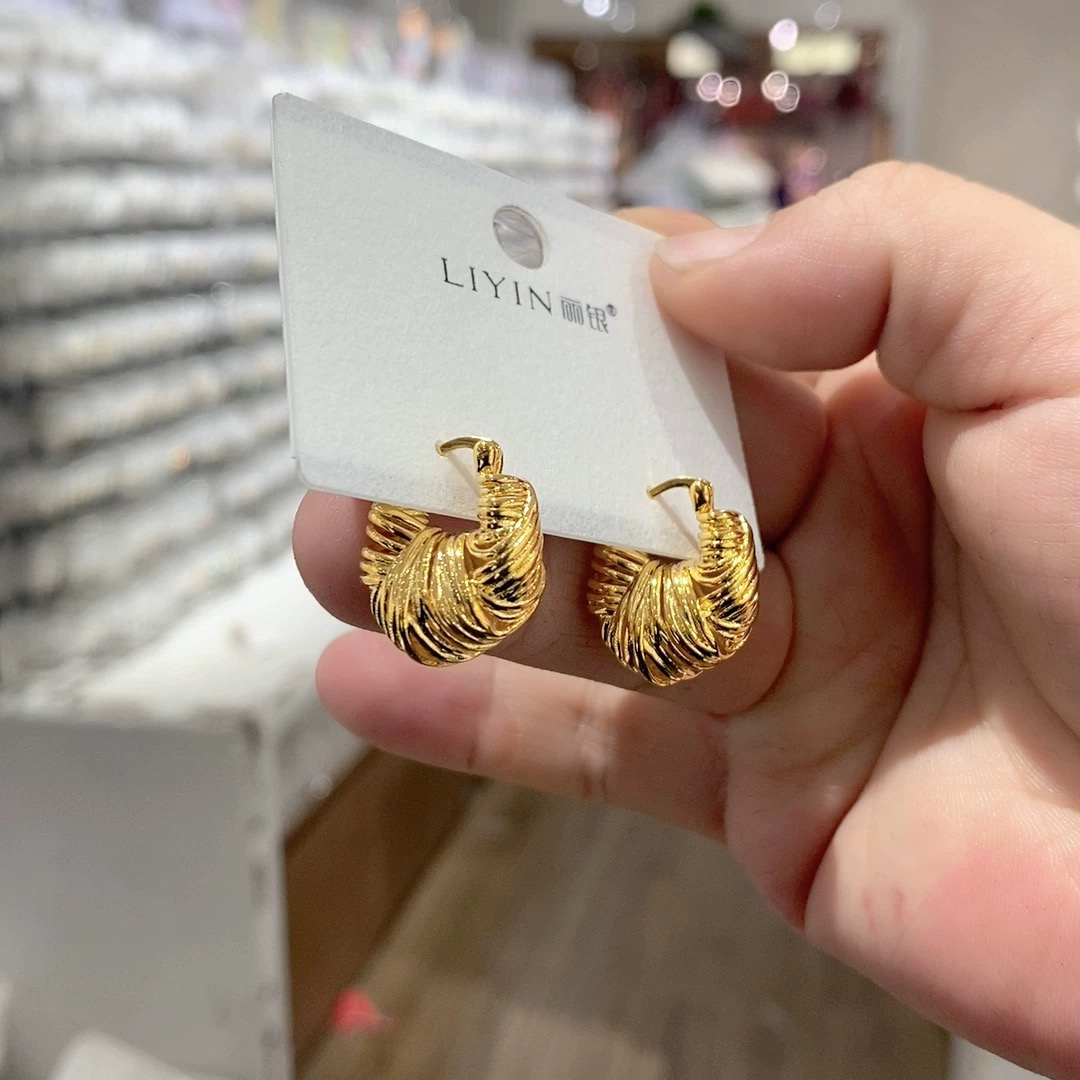 铜合金耳饰 2255 丽银品牌新款金钴金工艺法式耳圈耳扣