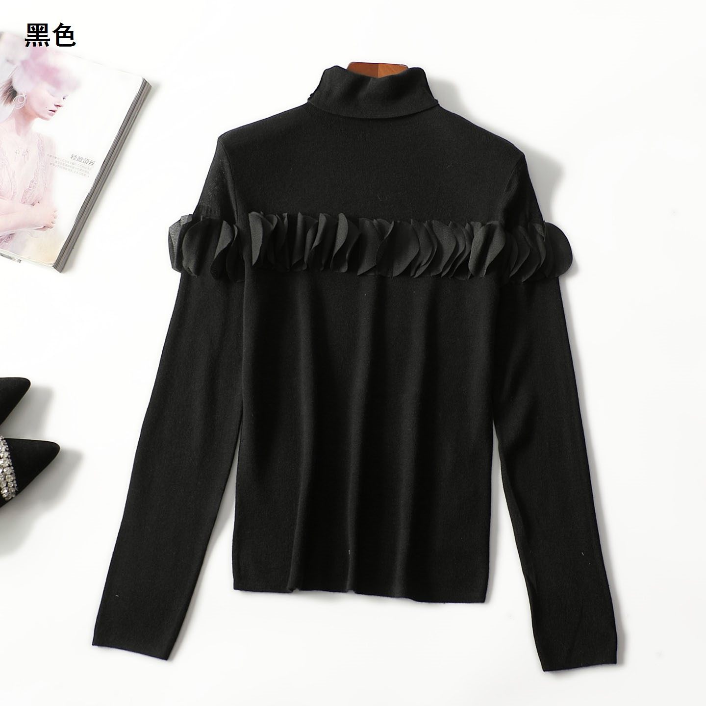 413015秋中长款长袖套头针织衫打底衫上衣