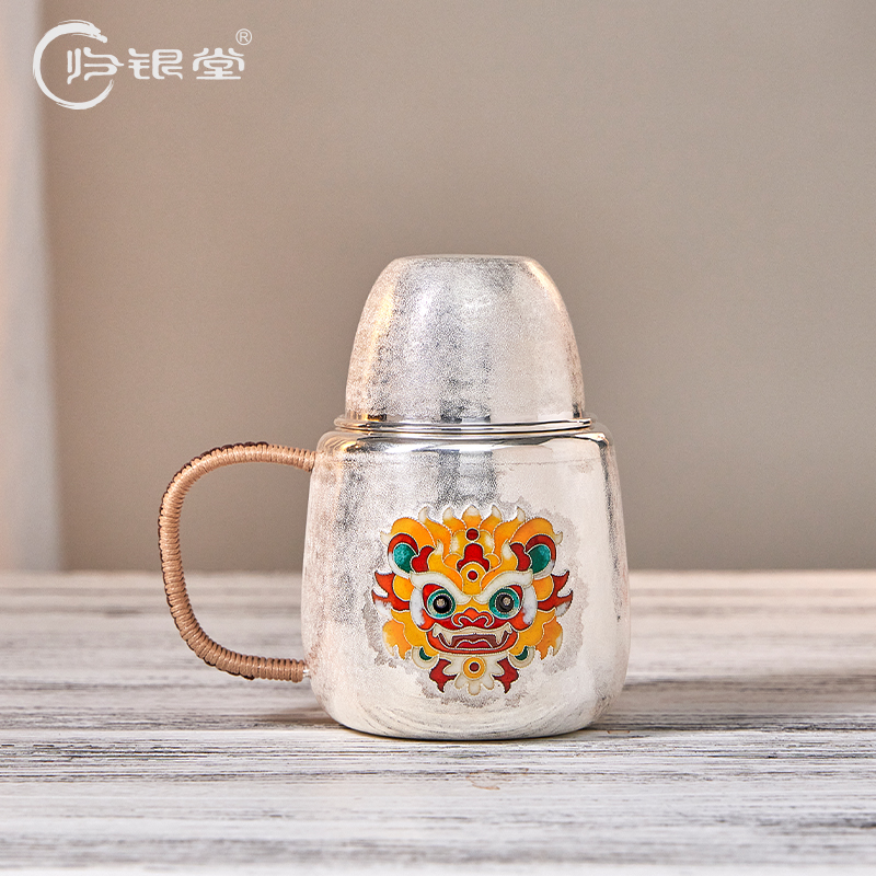 足银银制品 醒狮凉水壶小容量冷水壶便携茶具GS-ZLSH240601