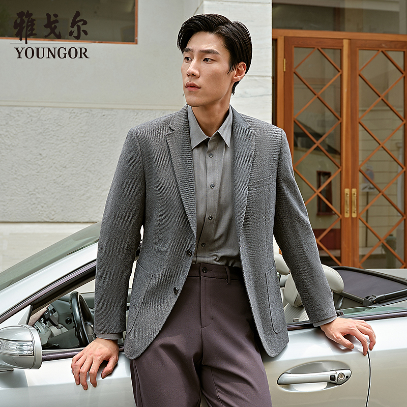 【绵羊毛+山羊绒】雅戈尔男士西服春季新款商务正装上班保暖西装