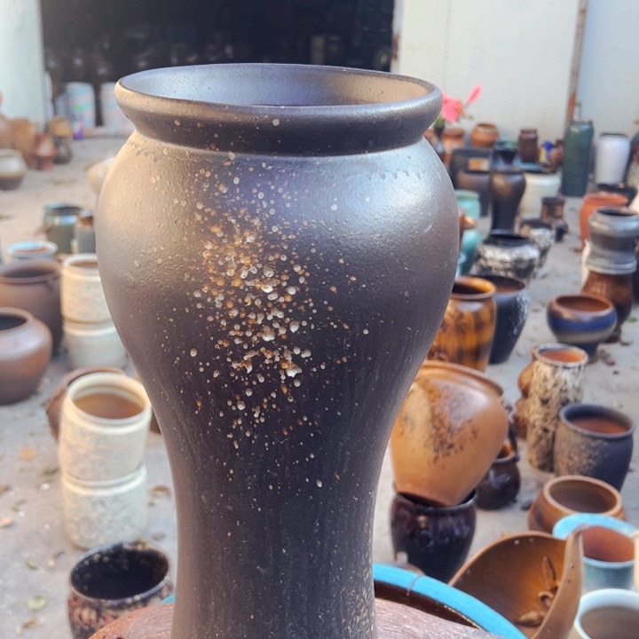 紫砂花盆高约43口约18黑色