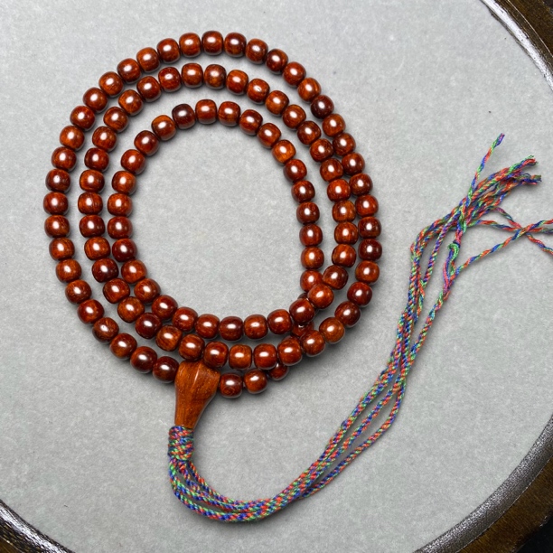 11.18-原汁原味6.5x7老型108粒 树头老料泥料印度小叶紫檀