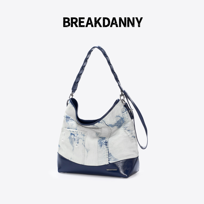 BREAKDANNY打破丹宁HOBO流浪系列[碎冰蓝]牛皮单肩女士斜挎软包
