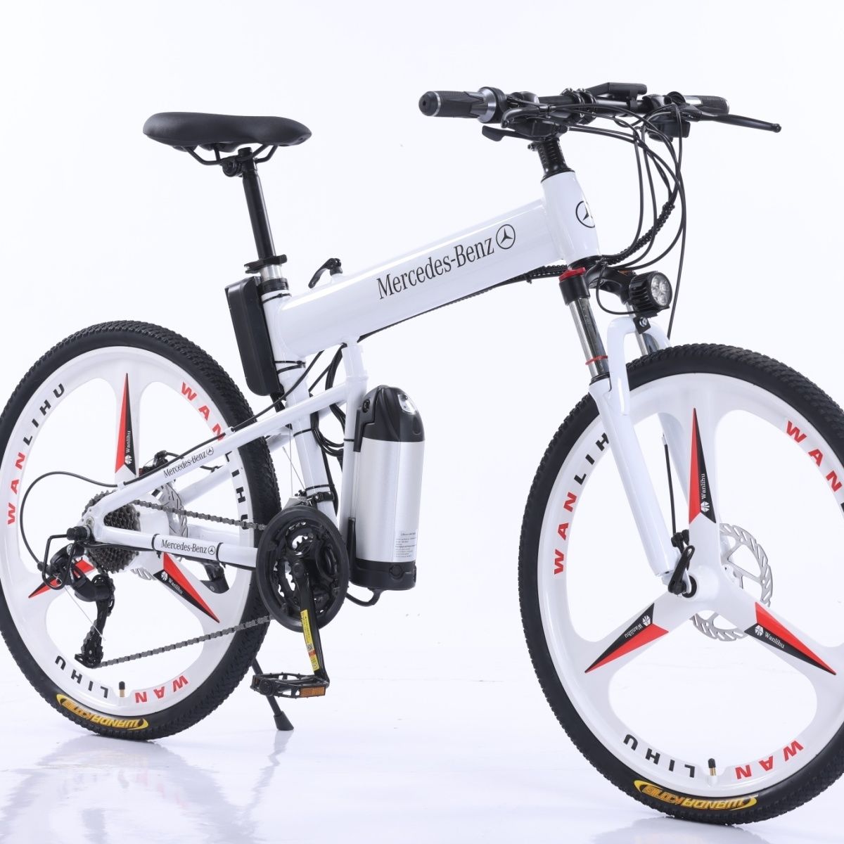 梅赛德斯自行车铝合金折叠变速助力锂电双臂震三合一山地车代步27