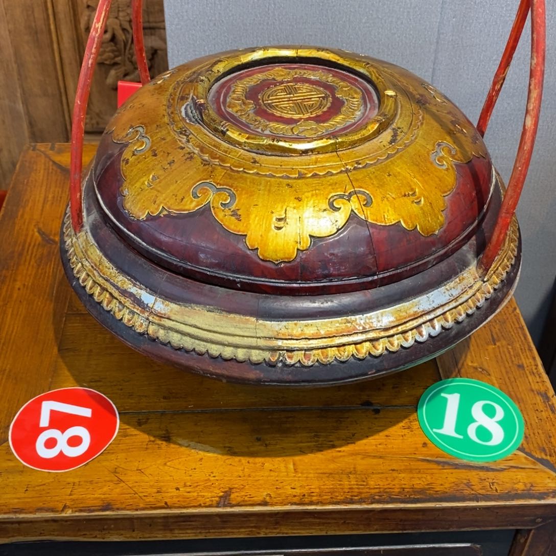 2***A实木老食盒摆件家具