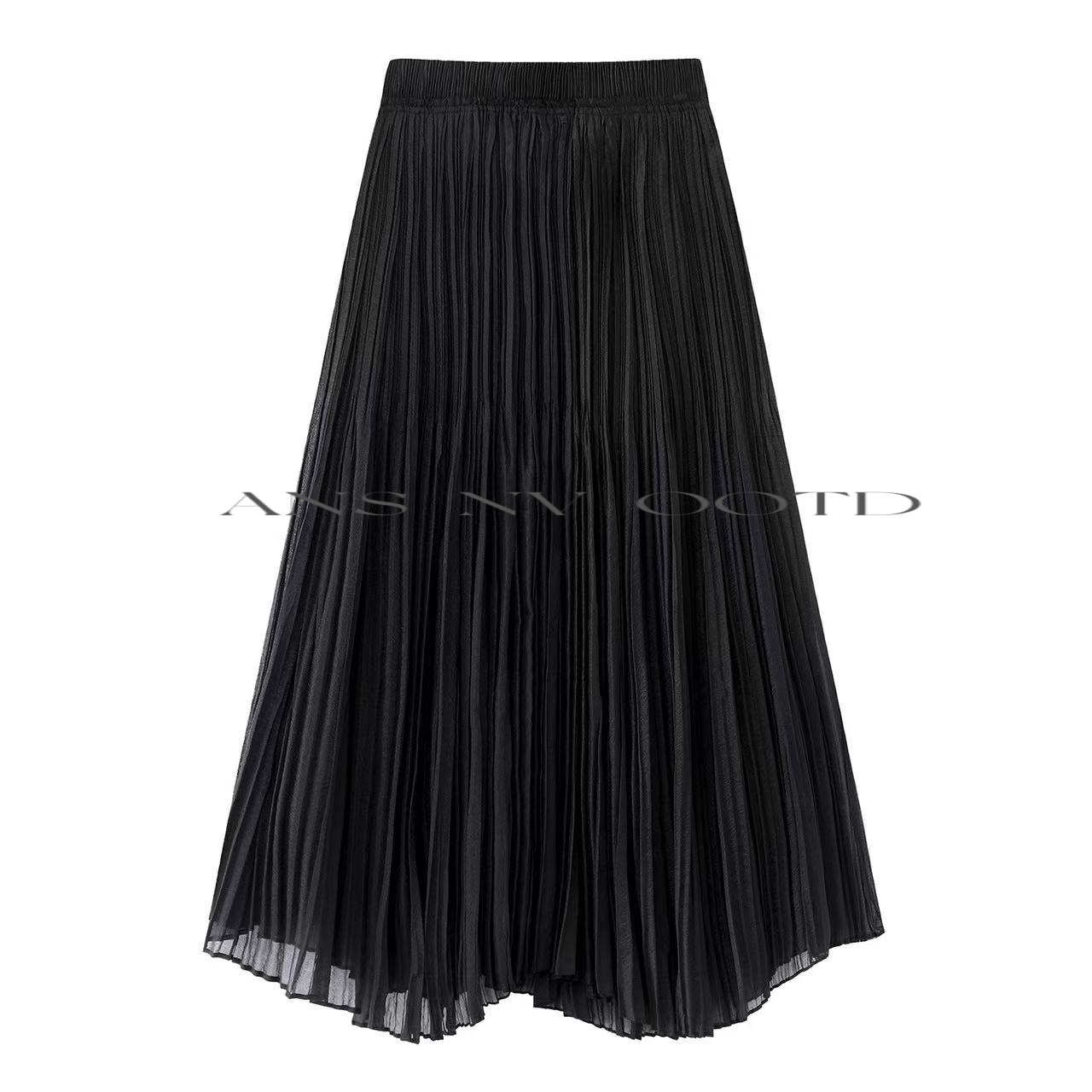 【艾家商场服饰】女装2025冬新款时尚高腰A字不规则百褶半身裙4123