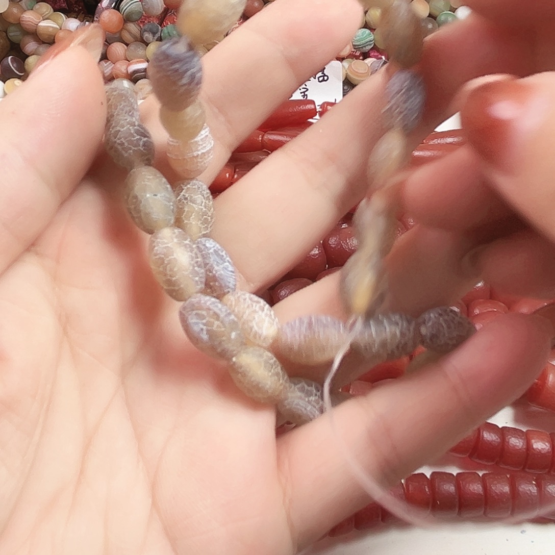 玛瑙/玉髓合金珠宝半成品L87。药霜玛瑙一条