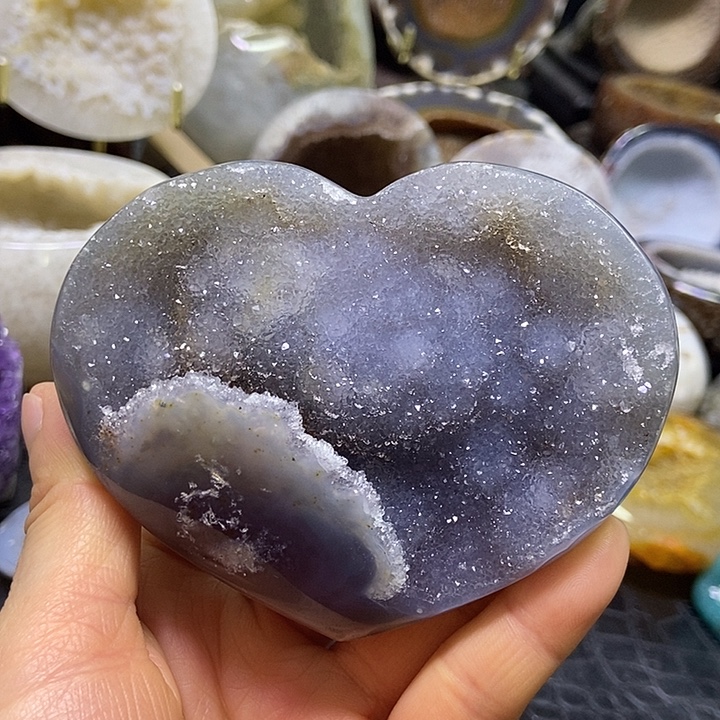 水晶珠宝半成品未镶嵌蓝啵啵爱心