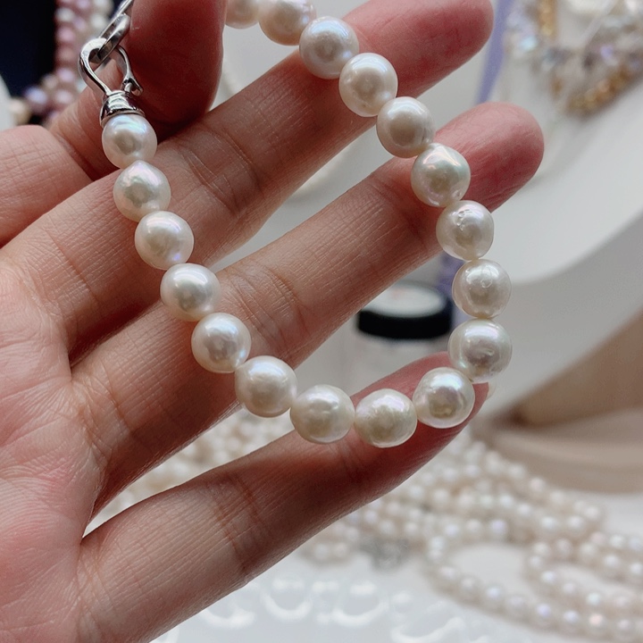 淡水珍珠吊坠(不含链)合金皱巴手链