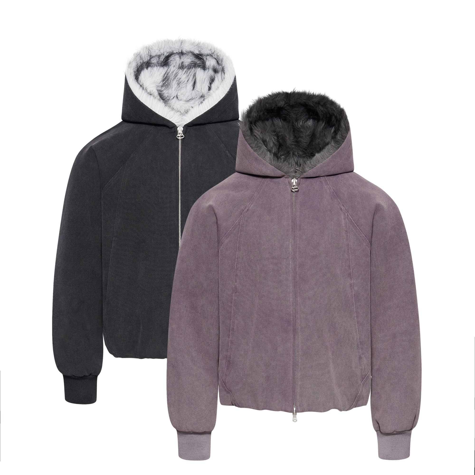 SOUTHFISH紫裘银狐座山雕大理石纹洗水做旧工艺重磅帆布外套棉服