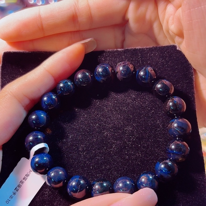 未镶嵌琥珀珠宝奇石海藻星际蓝手串10