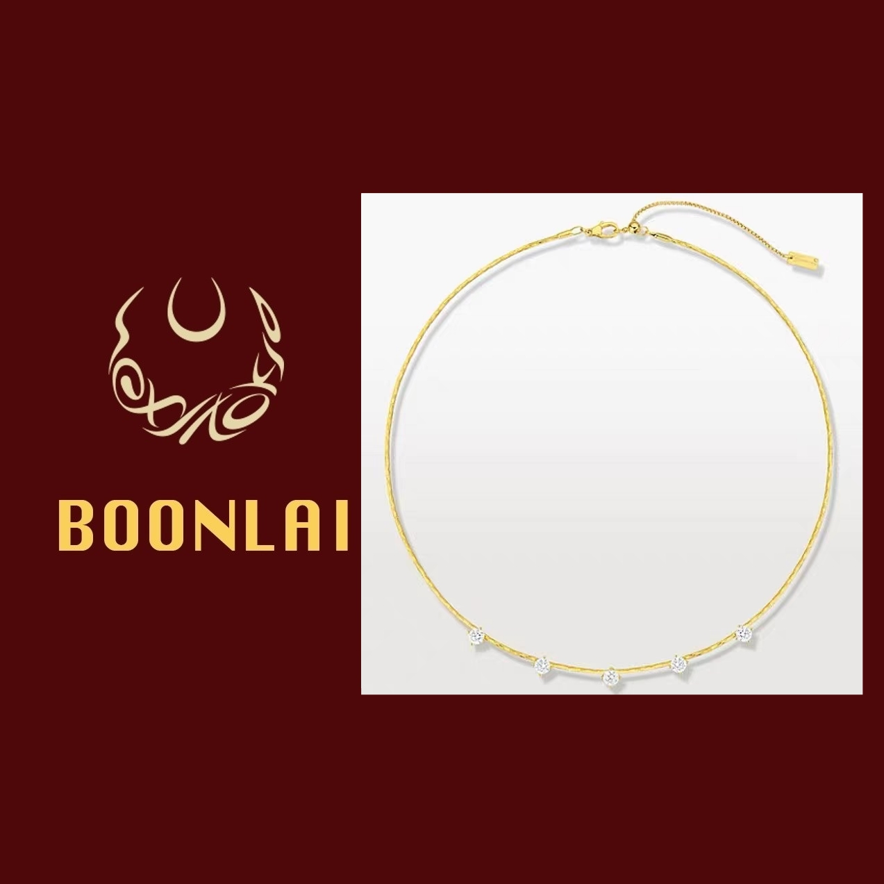 铜合金锆石项链  【满七免一】Boonlai 简约项圈镶多钻项链1348