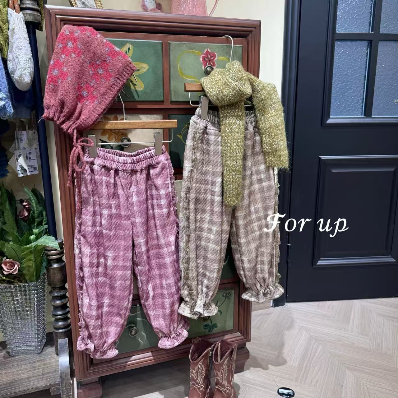 【现货冬款FORUP】女童冬装塔妮斯格纹花边加绒花苞裤254-FU-65823