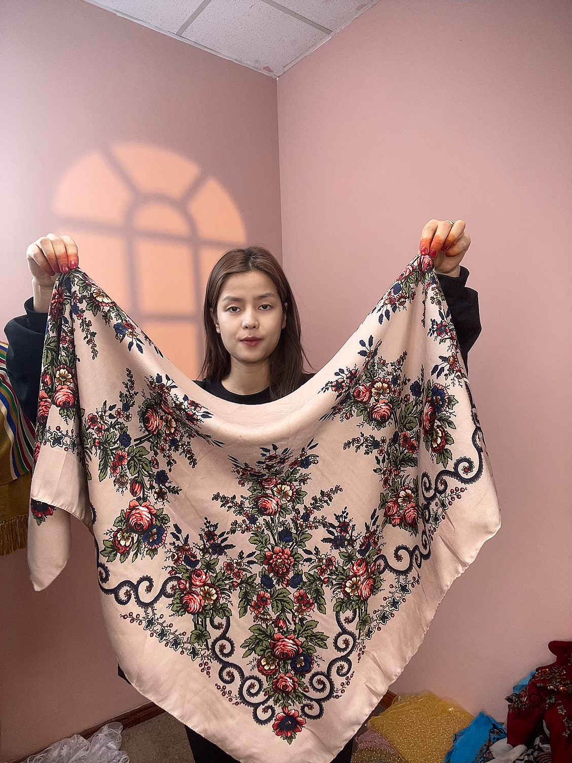 人造棉披肩买五个送一个新疆妈妈们喜欢的披肩民族风百搭时尚