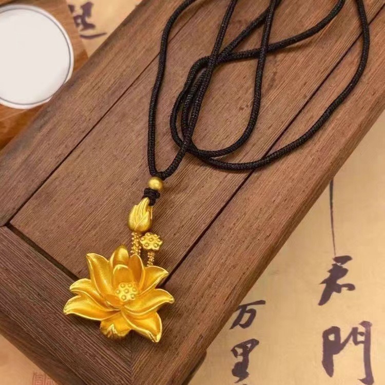 铜合金项链 荷花编绳毛衣链民族风原创设计百搭饰品女时尚1011