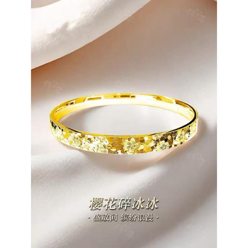 足银手镯  樱花碎冰冰手镯亮面精致柔美时尚轻奢款小众