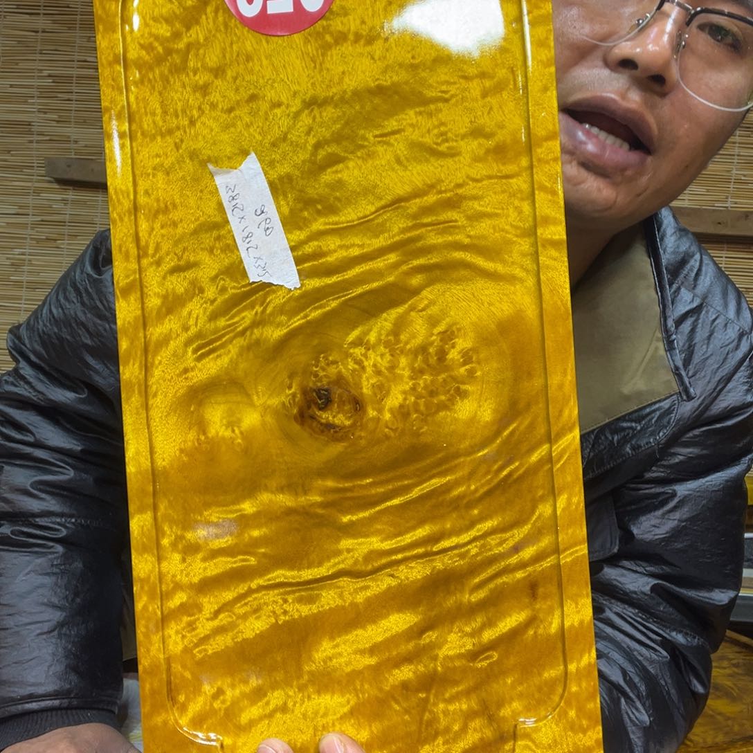缅甸黄金樟根雕实木茶盘