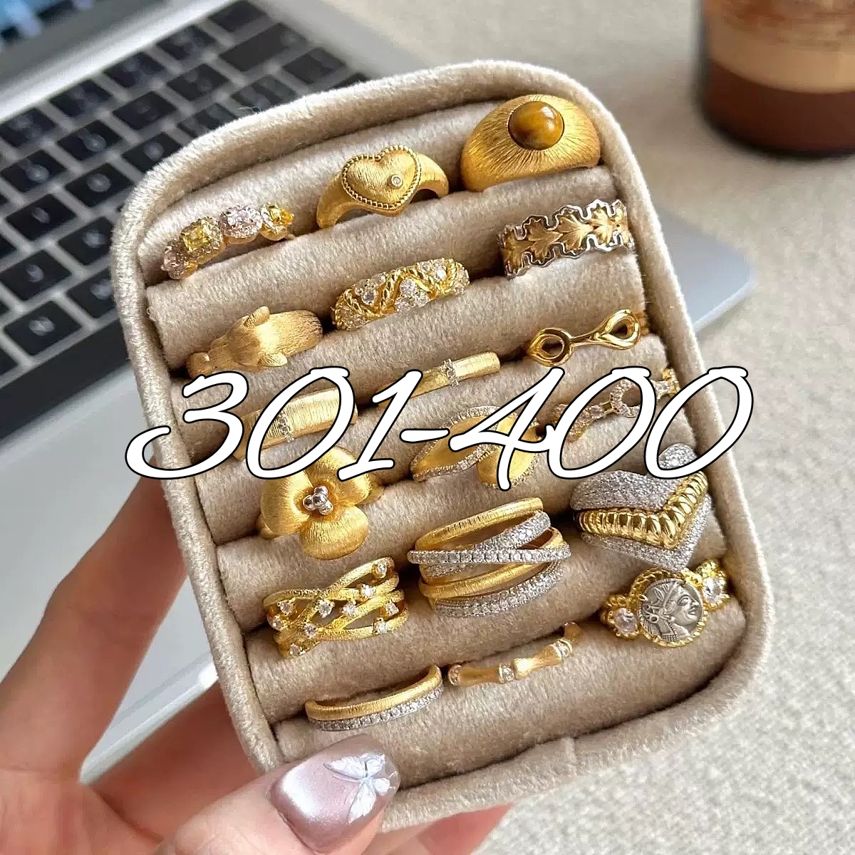 铜合金锆石戒指 【301-400号】直播间专用中古风时尚清新戒指女指环