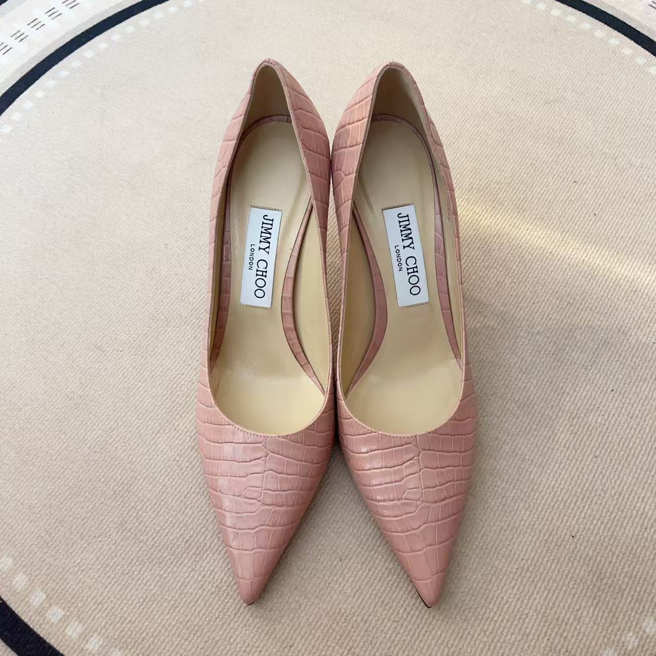 95新 JIMMY CHOO/吉米周 压纹高跟鞋37.5码/250604VGLVH130