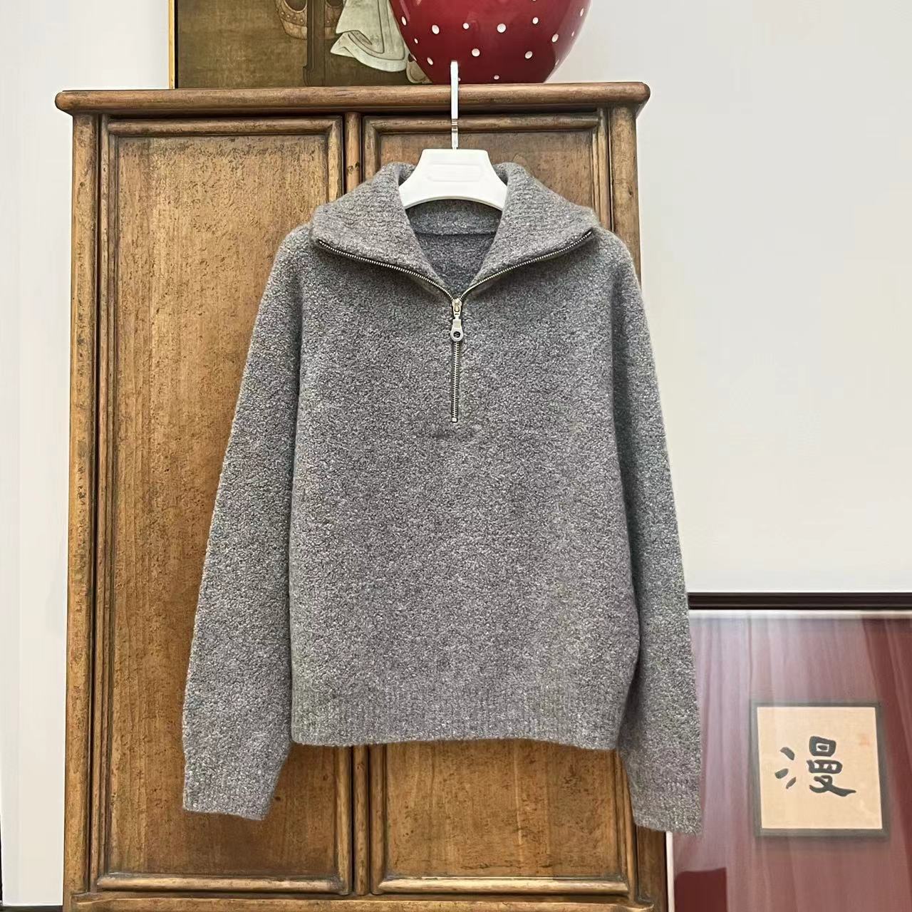 《笑笑毛衣》MYL 2024秋季新品羊绒混纺针织开衫翻领棉花糖绒针织衫