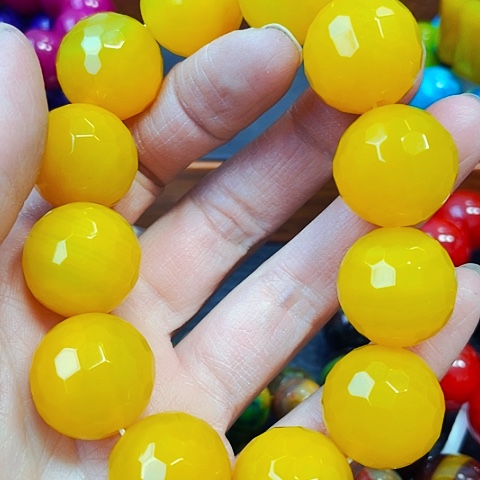 玛瑙/玉髓手链未镶嵌雪玉龙皇参20切面