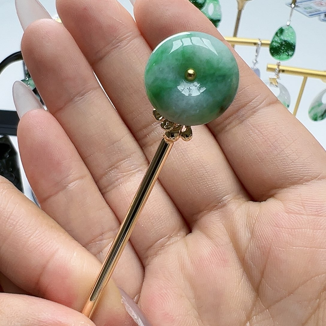 未镶嵌翡翠耳饰发簪天然缅甸A货翡翠