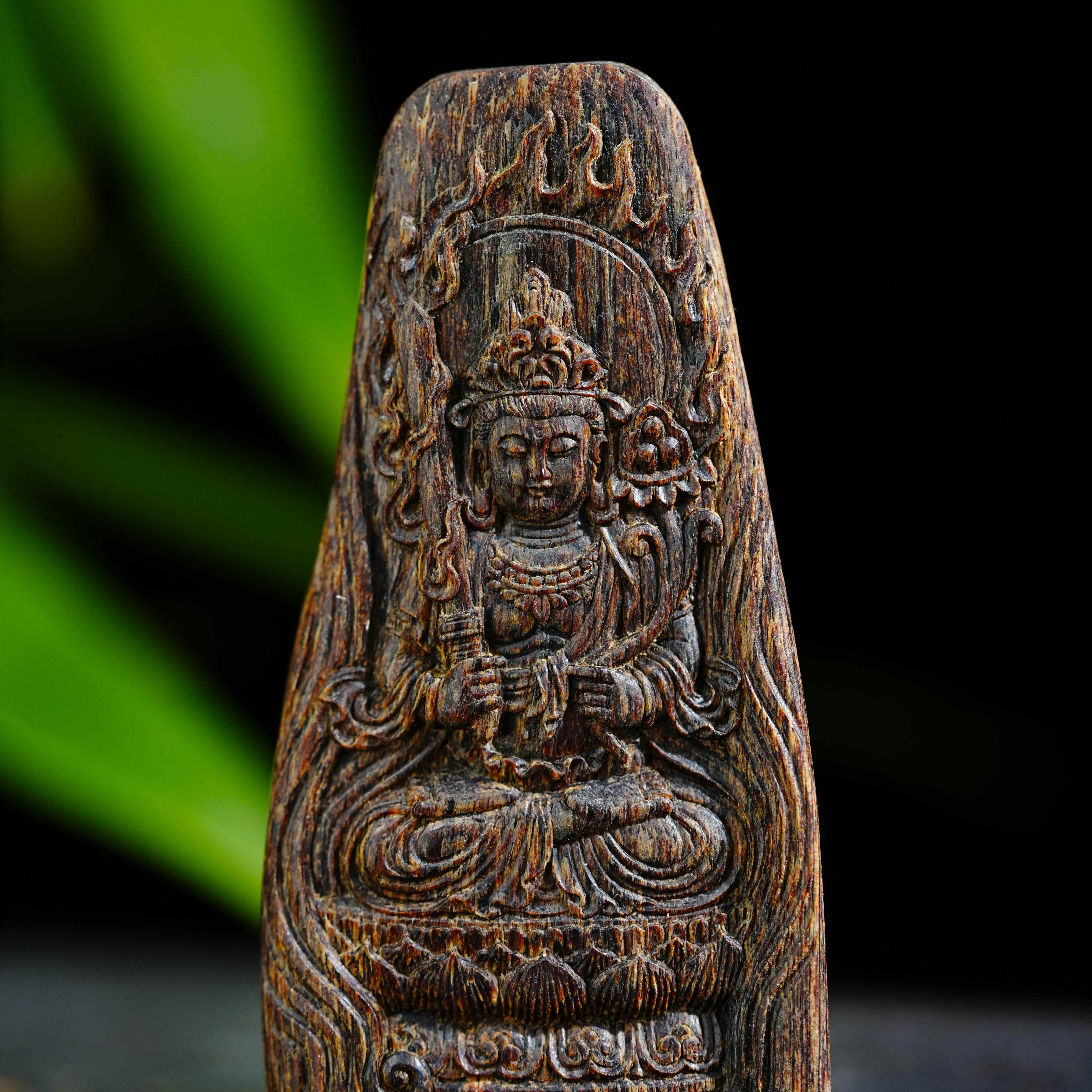 千千说沉香-马泥涝手工精雕文殊菩萨沉香吊坠文玩天然保真老料