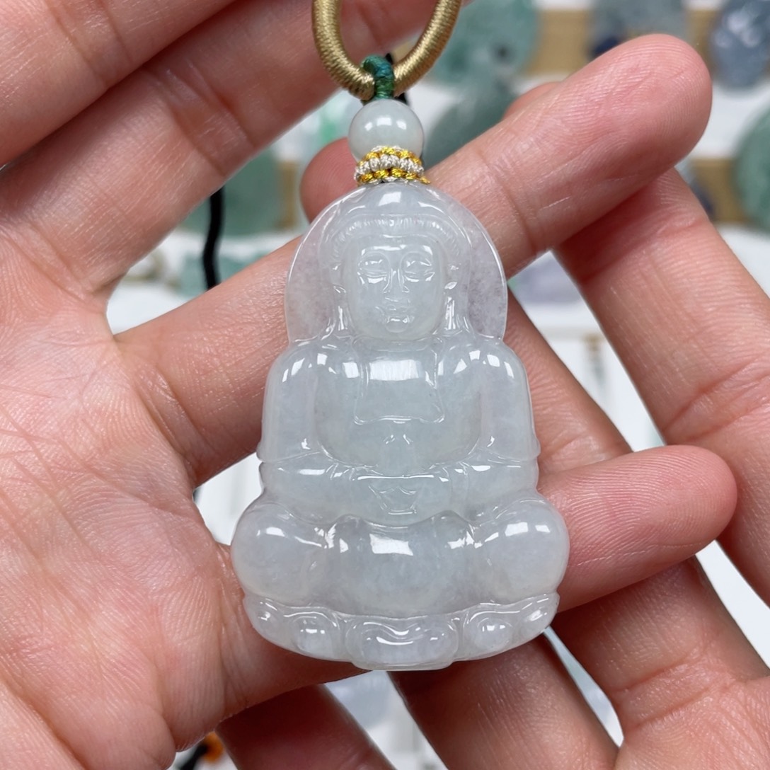 翡翠颈饰未镶嵌天然翡翠A货观音67号