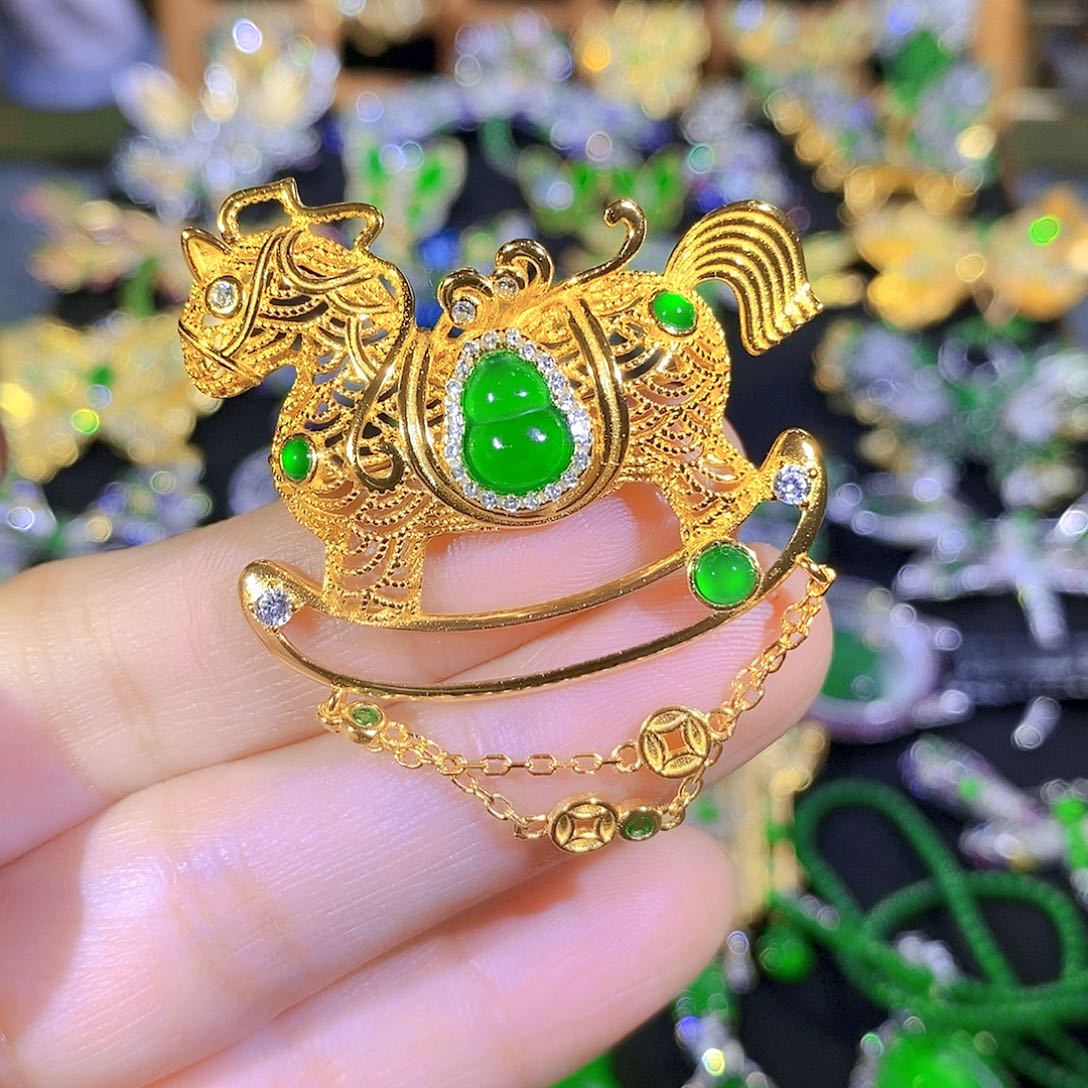 吊坠(不含链)银S925镶嵌翡翠