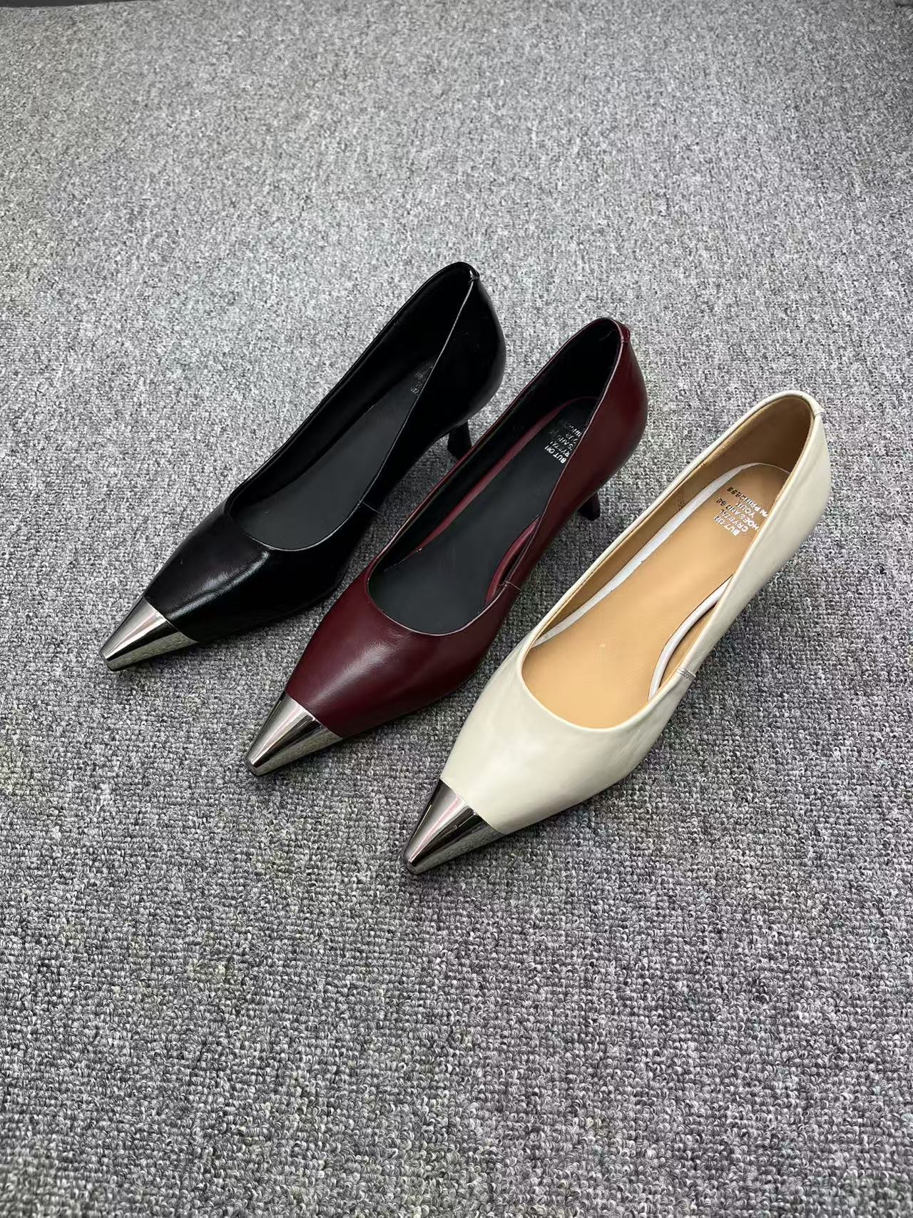 丽尔手工女鞋]4厘米高跟黑色小众气质明星鞋子女款网红款百搭单鞋