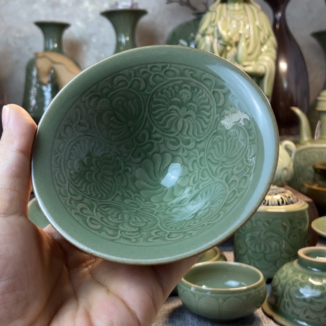 耀州窑福利款团菊斗笠