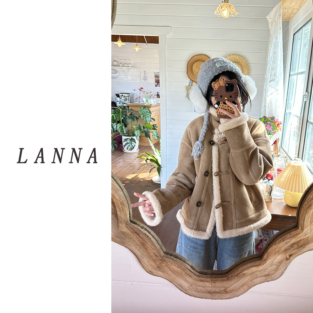【LANA家】"暖暖“小个子100%羊毛外套可翻可立领加厚保暖韩版新款